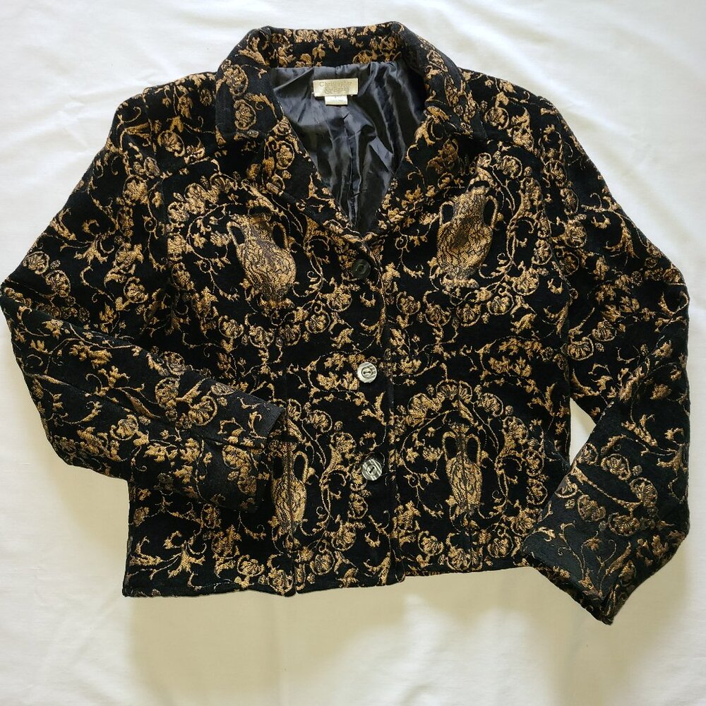 Christopher & Banks Gold & Black Tapestry Jacket – Size L